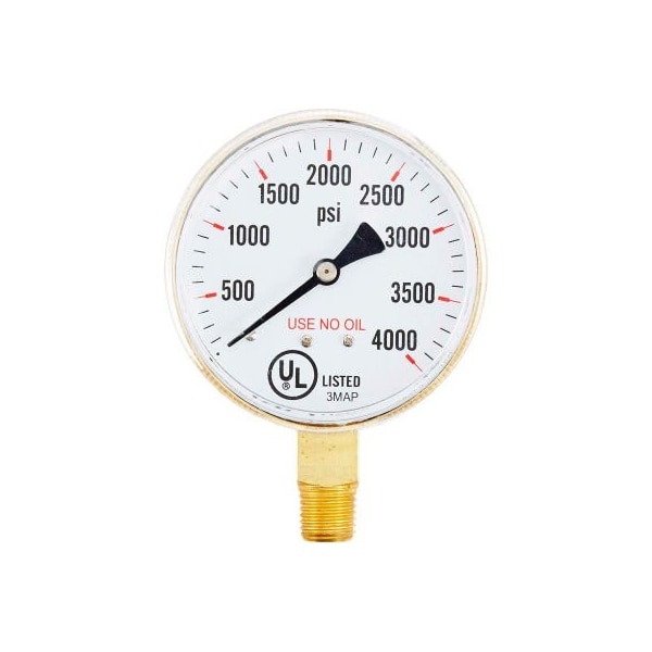 Engineered Specialty Products, Inc PIC Gauges 2.5" UNO Pressure Gauge, 1/4" NPT, Dry, 0/4000 PSI, Lower Mount, 501D-UNO-254Q 501D-UNO-254Q - main